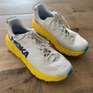 HOKA Rincon 3 White Eggnog Yellow mesh running race athleisure sneakers size 9 D